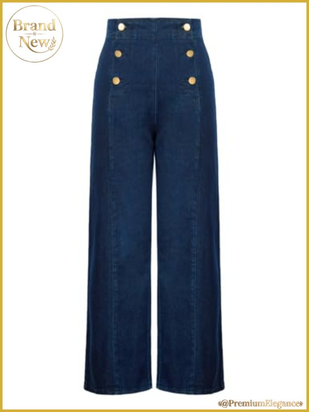 Women's High Waisted Wide Leg Jeans Stretchy Button Decorated Pockets